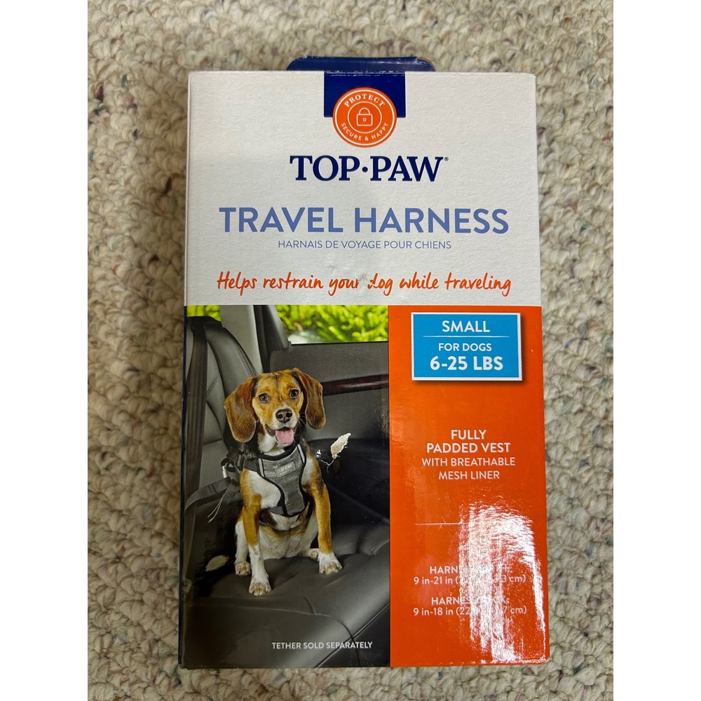 Top Paw Travel Harness Small Dog 6-25 lbs Padded‎ Vest Breathable Mesh New